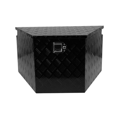 33 Inch Aluminum Trailer Tongue Tool Box, Utility Tool Storage Box for Trailer Tongue with Lock and Keys, 5 Bar Tread Pattern, Waterproof Trailer Tool Box Storage Organizer 32.5"x20.5"x18.3" black