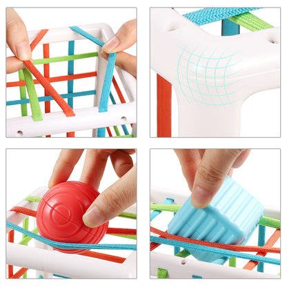 Aprilwolf Montessori Toys for 1 Year Old, Cube & 6 Sensory Shape Blocks, Baby Toys 12-18 Months, Developmental Infant Birthday Gifts for Learning Toddler Age 1 2 3