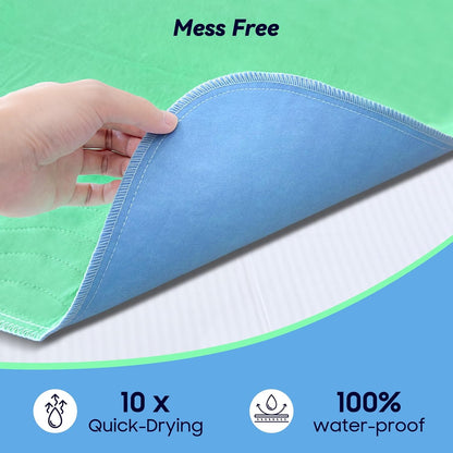 Skiennix 4 Pack Washable Underpads - Extra Heavy Absorbency Waterproof Bed Pads for Adults & Dogs | 24” x 24”