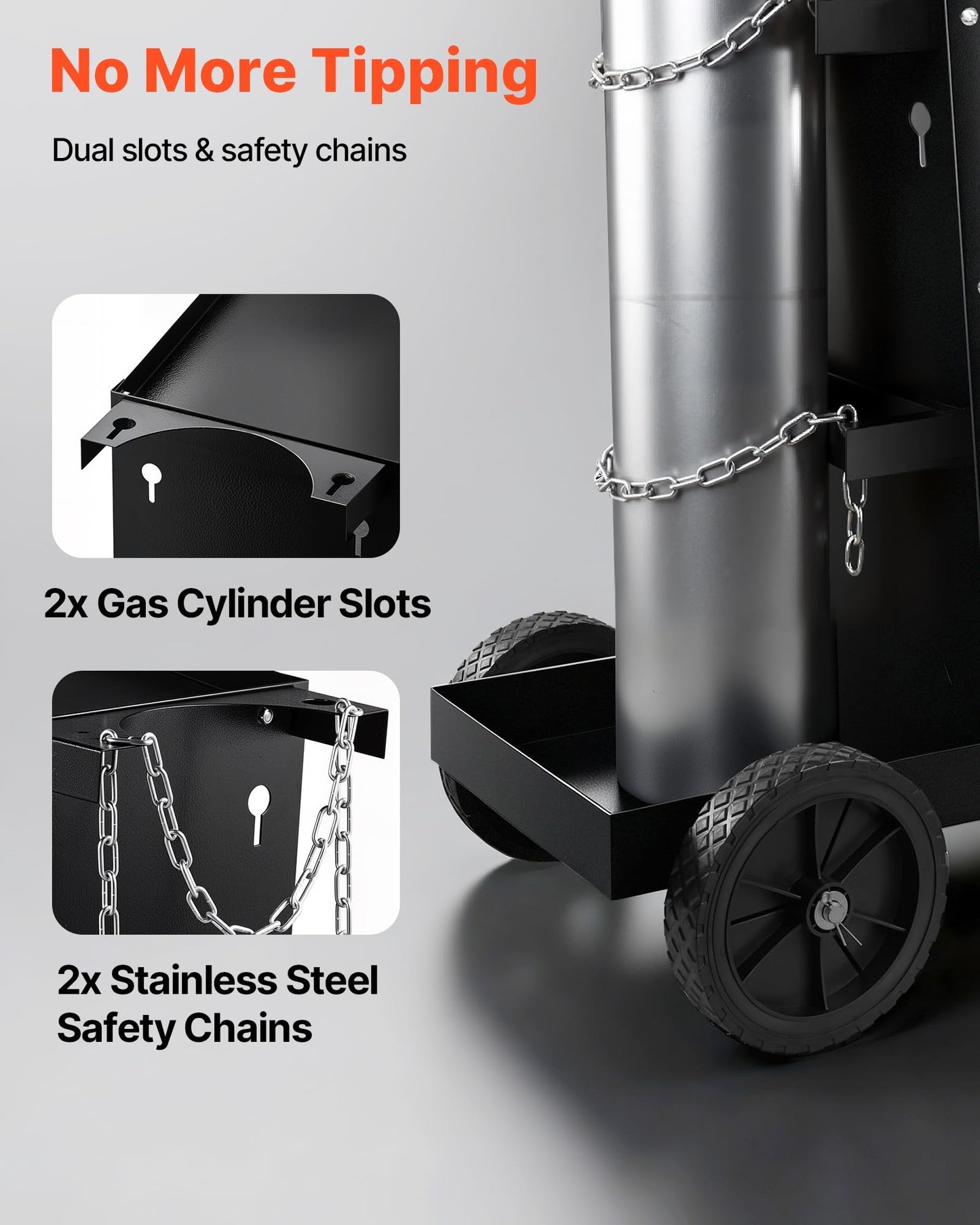 VEVOR Welding Cart, 2-Tier 4 Drawers Welder Cart with 265 LBS Weight Capacity, 360° Swivel Wheels, Tank Storage Safety Chains, Heavy Duty Rolling MIG Welder Cart for Mig Welder and Plasma Cutter