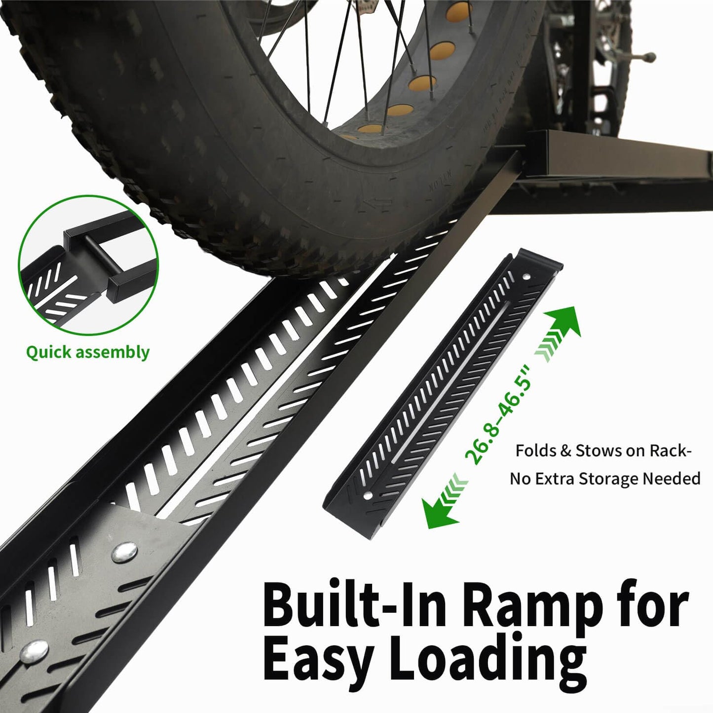 Bike Rack Hitch Mount with Ramp for 2 Bikes – Platform Ebike Rack with Anti-Theft Lock Fits Fat Tires up to 220 lbs – Foldable & Tilt Electric Bike Rack for SUV, Truck, RV – 2'' Hitch Receiver