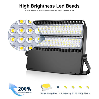 Tomourd LED Flood Light 240W 36000LM, Super Bright Shoe Box Stadium Light for Sports Arena & Parking Lot, 5000K 120° Wide Angle, 110-277V Outdoor High Mast Fixture