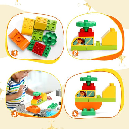 Creative Building Blocks - 116 Pieces Large-Size Blocks Build Train Animal Ideal STEM Toy for 3 Year Old Kids