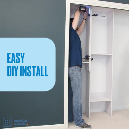 Double Hanging Closet Unit - Modular Closet System For Hanging - Corner Closet System - Closet Organizers And Storage Shelves (White, 24 inches Wide) Closet Shelves