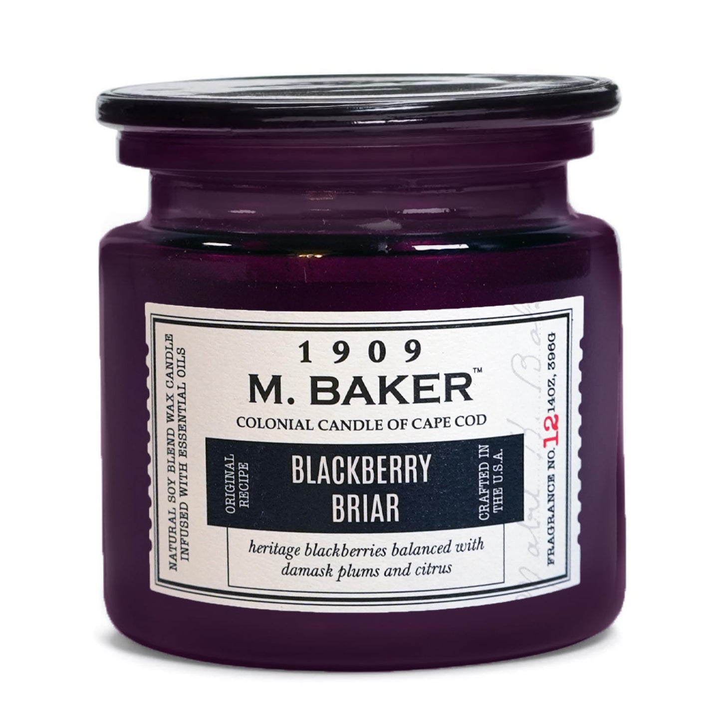 Colonial Candle BlackBerry Briar Scented Candle, 2-Wick Natural Soy Blend Wax Candle Infused with Essential Oils, 14 oz Apothecary Glass Jar Candle - Made in The USA