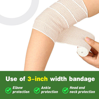 AZEN Premium 24 Pack Elastic Bandage Wrap 3 Inch, Compression Wrap Bandage for Legs, Lymphedema Wraps for Legs, Ankle, Knee, Tummy, Body