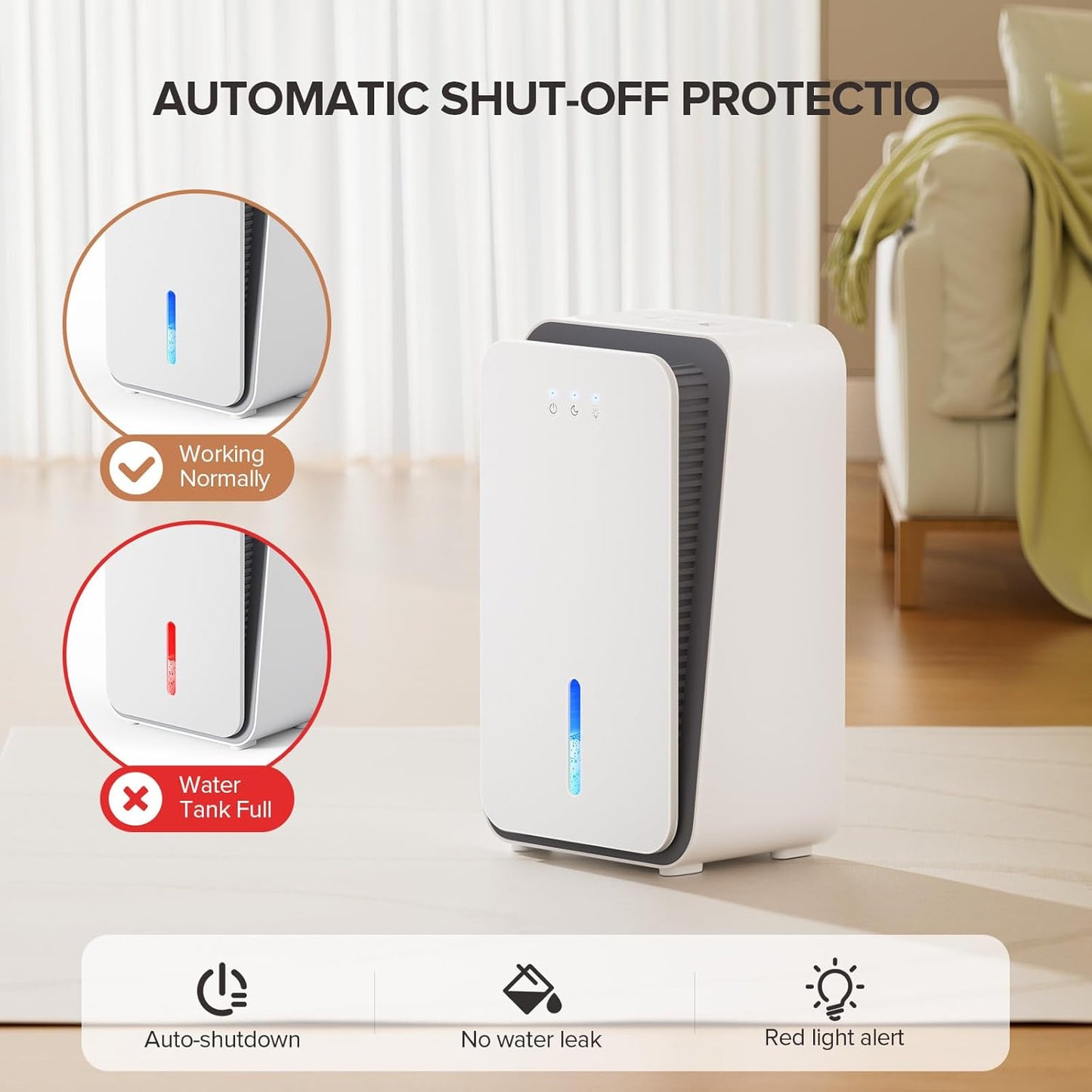 Skiennix Dehumidifier | 1000 Sq. Ft. Home & Basement Unit with Auto Shut Off & Aromatherapy Diffuser