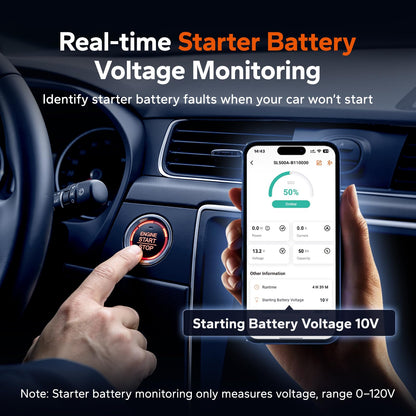 Litime 500A Bluetooth Battery Shunt, Compatible with 8V–120V Lead Acid, LFP, Lithium, AGM Batteries, SOC, Alarm Alerts, History Records, App Monitoring, Ideal for RV/Marine/Off-Grid