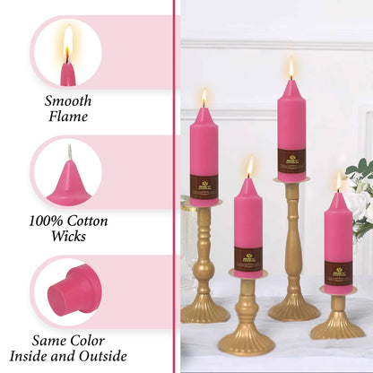 Hot Pink Short Taper Candle Candle Sticks, 5 Inch Mini Pillar Candles Small Taper Candles, 4PCS Handmade Unscenteds Candlesticks for Festive, Party, Spell, Wedding, Home Decor