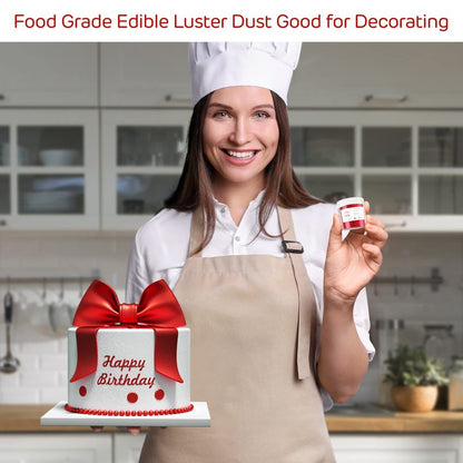Red Edible Luster Dust 10 Grams, Food Grade Cake Luster Dust Tasteless Dessert Dusting Powders for Baking Cherrysea Food Coloring Powder for Cupcakes, Cake Pops,Fondant,Chocolate, Candy