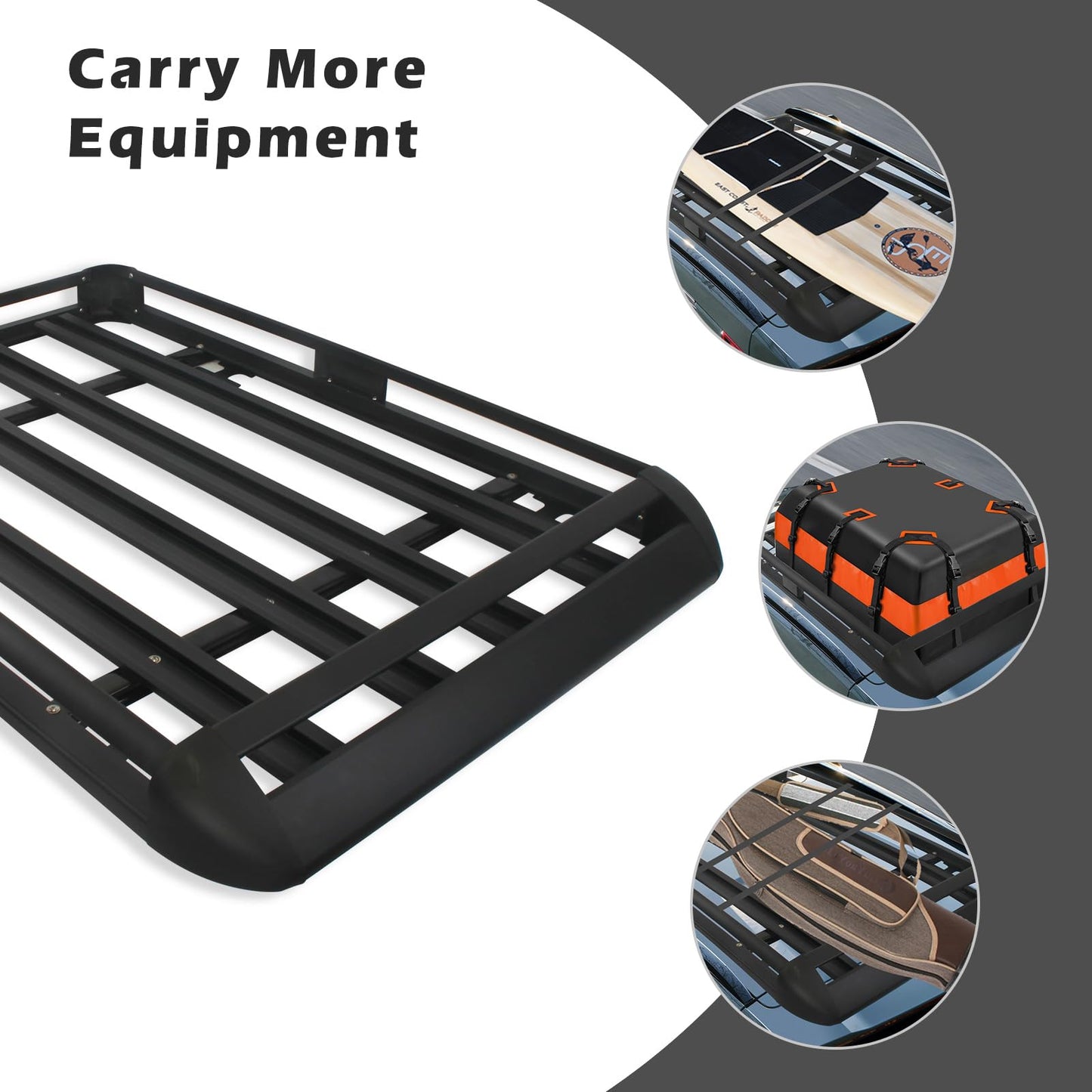 Updated Roof Rack Cargo Basket Carrier, 63'' x 38'' Aluminum Alloy Luggage Holder for SUV, Truck, Car - Universal Design with 150lbs Weight Capacity,Steel Construction for Durability Strength