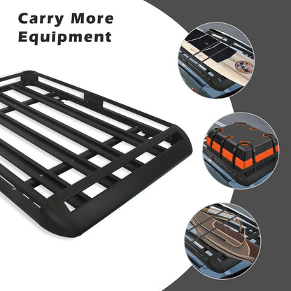 Updated Roof Rack Cargo Basket Carrier, 63'' x 38'' Aluminum Alloy Luggage Holder for SUV, Truck, Car - Universal Design with 150lbs Weight Capacity,Steel Construction for Durability Strength