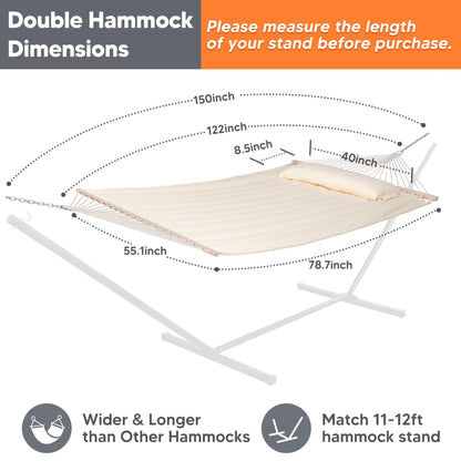 SUNCREAT Hammocks Replacement Hammock for Stand, 475 lbs Capacity, Two Person Backyard Hammock for Outside, Beige