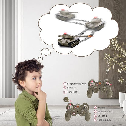 BEAURE Remote Control Tank for Kids M41A3 American Army Battle Programmable RC Tanks with Lights &amp Realistic Sounds RC Military All Terrain Off-Road Vehicles Great Gift Tank Toy for Boys