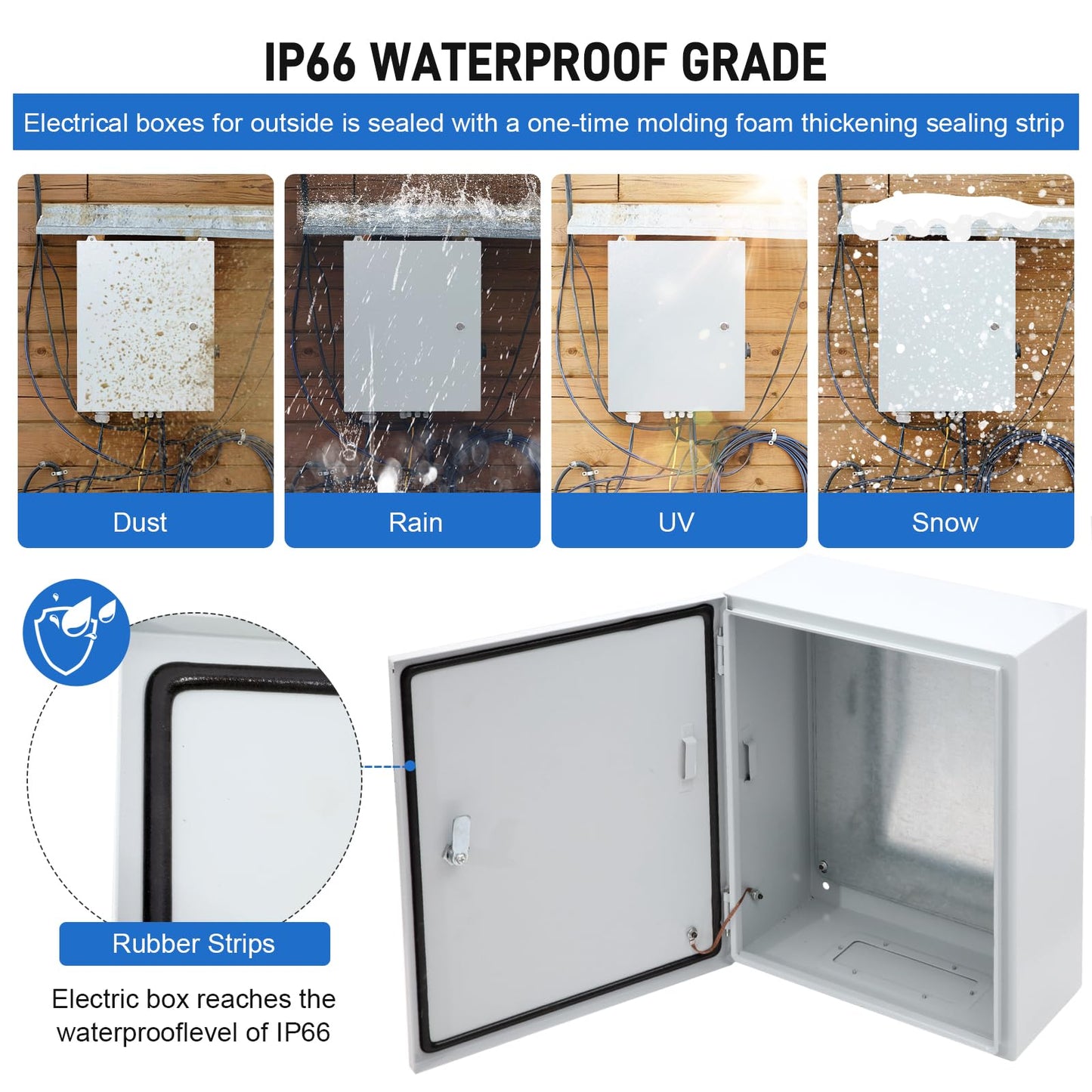 DWALE Outdoor Electrical Box,24 x 16 x 10''NEMA 4X Enclosure IP66 Waterproof & Dustproof, Universal Electrical Project Box with Mounting Plate