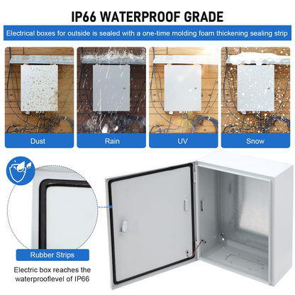 DWALE Outdoor Electrical Box,24 x 16 x 10''NEMA 4X Enclosure IP66 Waterproof & Dustproof, Universal Electrical Project Box with Mounting Plate