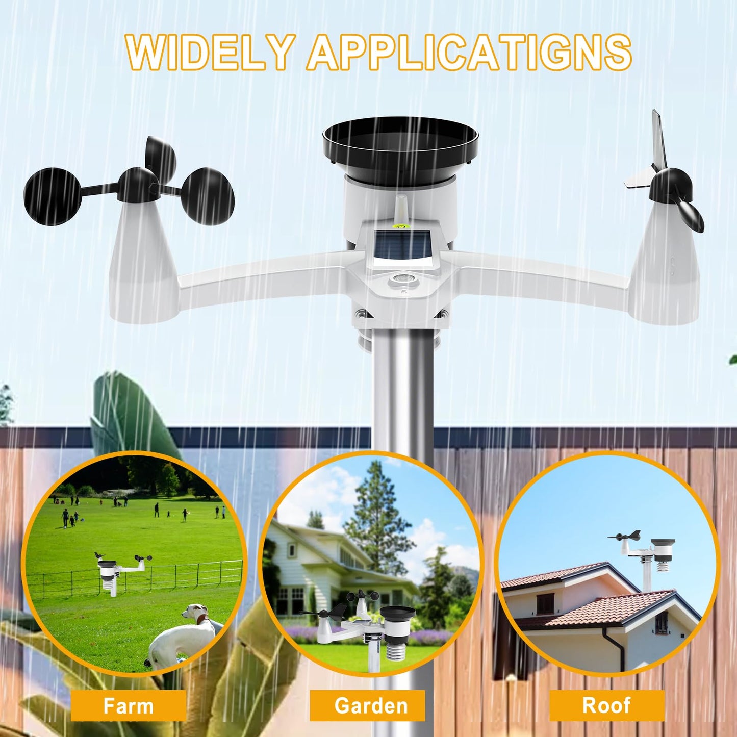 Urageuxy WiFi Weather Station - 7-in-1 Wireless Smart Home Weather Stations with Rain Gauge and Wind Speed/Direction,Temperature, Humidity, Weather Forecast, UV/Light, Moon Phase and Alarm