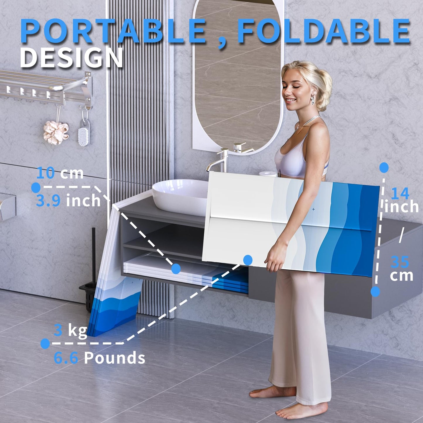 Newly Upgraded Portable Bath Tub for Adults -(31.5"L x 26"H) Foldable Cold Plunge Tub for Recovery - Collapsible Soaking Bath Tub for Shower Stall Home SPA - Outdoor Ice Bathtub for Athletes (White)