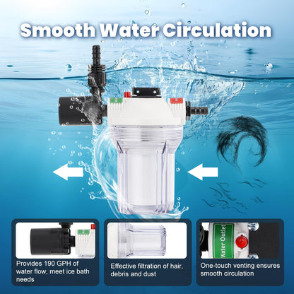 Poafamx Water Chiller for Cold Plunge, 1/3 HP Ice Bath Chiller with External Water Pump Filter Insulated Hoses, Quiet 79Gal Ice Bath Cooler for Cold Therapy Athletes Recovery Home Use 110V