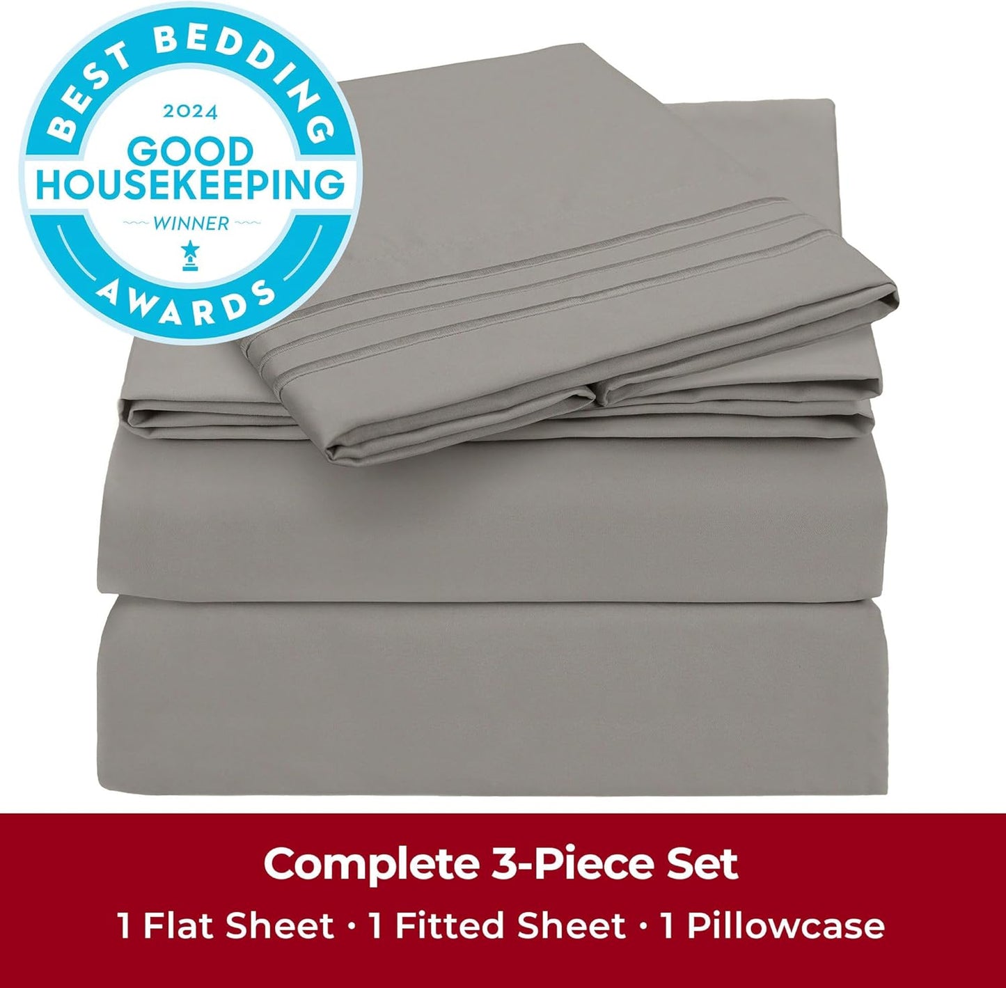Mellanni Twin Sheets Set - 3 PC Luxury Bedding | Extra Soft, Cooling, Wrinkle-Resistant (Twin, Taupe)