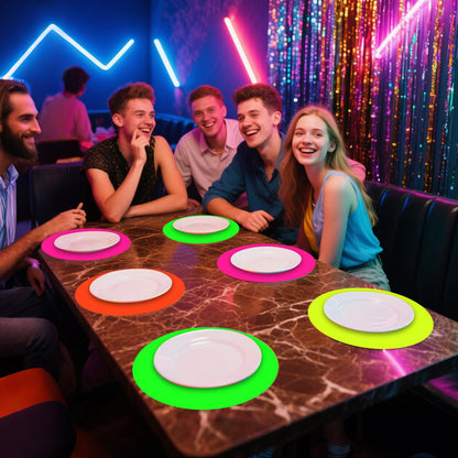 50 Pieces Neon Paper Placemats Glow in The Dark Disposable Table Mats for Neon Glow Party Birthday Decorations