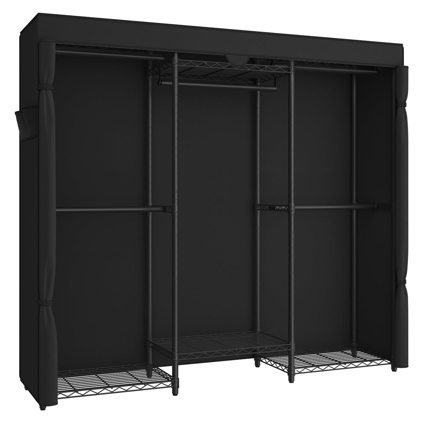 SONGMICS Heavy-Duty Clothes Rack, Garment Rack, Portable Closet, 68.7-Inch Wide Clothing Rack with Adjustable Mesh Shelves and Hanging Rails, Ink Black ULGR435B01