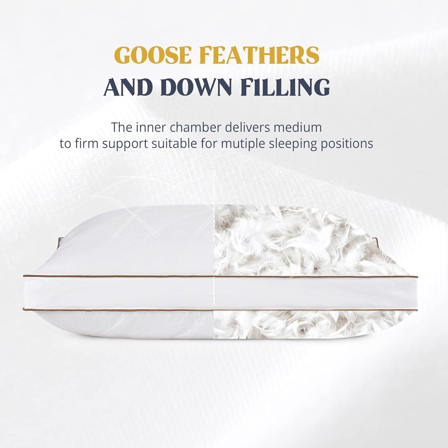 Puredown® Goose Feather & Down Sleeping Pillows - Gusseted Hotel Collection, Standard/Queen, Set of 2