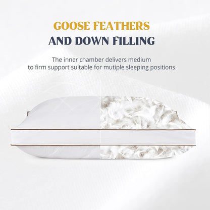 Puredown® Goose Feather & Down Sleeping Pillows - Gusseted Hotel Collection, Standard/Queen, Set of 2