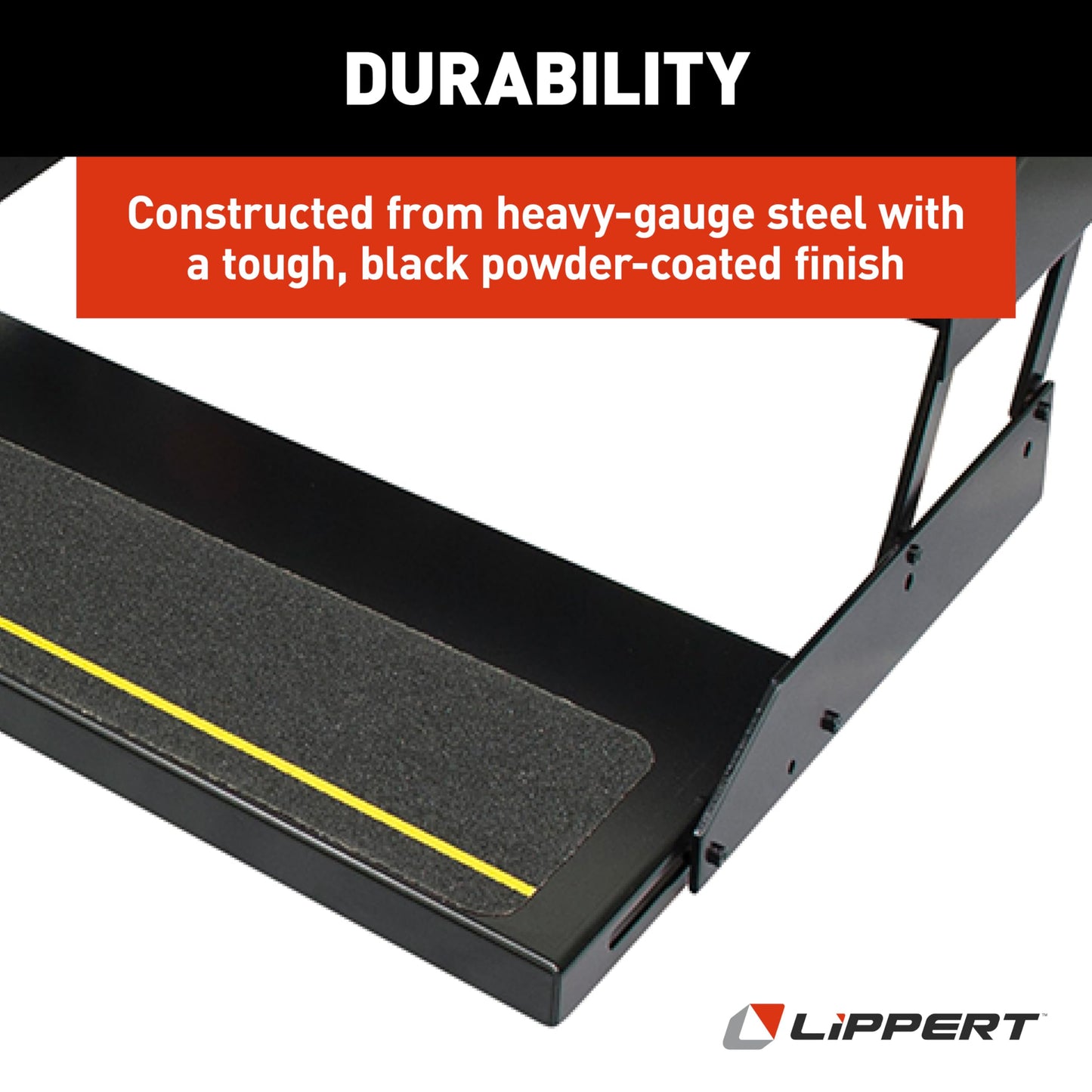 Kwikee 36 Series Single 12V Electric RV Step Assembly, 8.5" Rise, 300 lbs. Heavy-Gauge Steel, Obstruction Sensors, Hidden Light, Anti-Slip Steps, Travel Trailers, 5th Wheels, Campers - 903609025