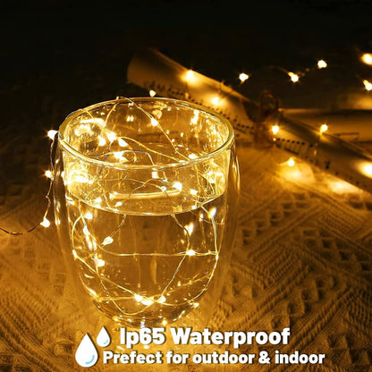 Yiaht 24 Pack Fairy Lights Battery Operated String Lights 7 Feet 20 Led Waterproof Christmas Lights Silver Wire Firefly Starry Moon Lights for Bedroom DIY Party Wedding Patio Christmas