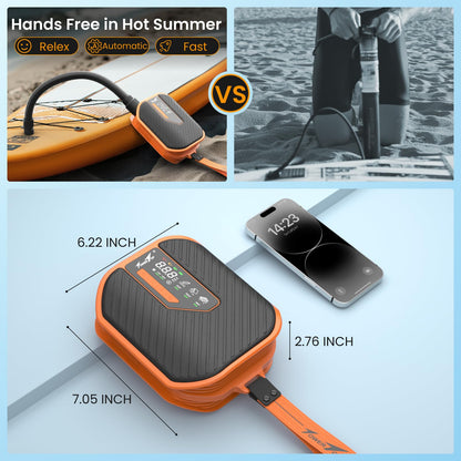 TowerTop Electric Paddle Board Pump: 10500mAh Rechargeable Car/SUP Pump, 50PSI Paddleboard Pump, 12V DC Dual Stage (Inflation & Deflation) with 8 Nozzles for Paddle Boards, Inflatables, Kayaks, Car