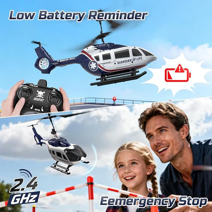DEERC RC HelicopterRescue Remote Control Helicopter for Kids &amp AdultsToys Helicopter with Altitude Hold One Key take Off/Landing LED Light Low Battery Reminder Gift for Boys Ages 8-12