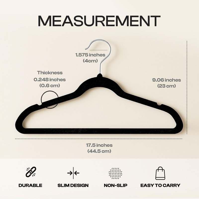 Utopia Home Velvet Hangers 50 Pack – Luxury Non-Slip Slim Pant & Coat Hangers, Strong Space-Saving Clothes Hangers with Pants Bar and 360° Swivel Hook – Black
