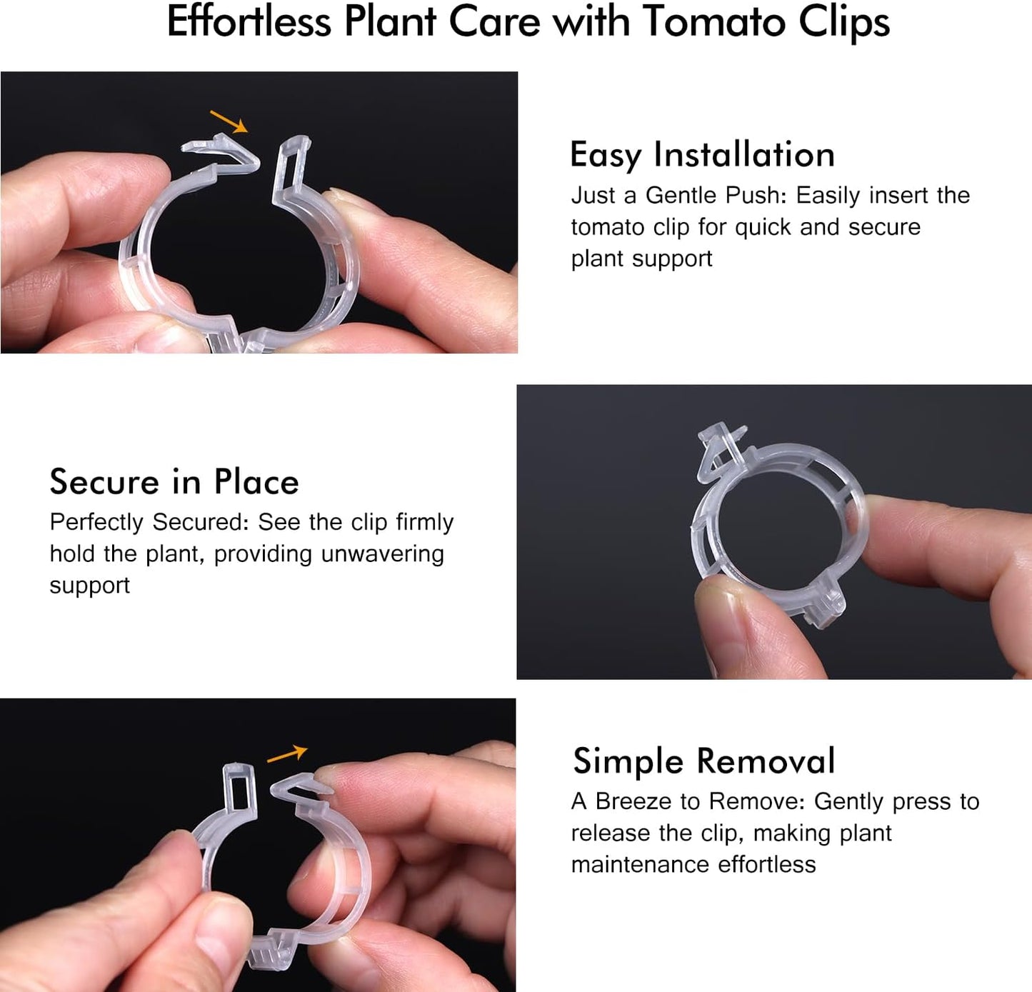 Tomato Clips - Durable Plant Support Trellis Clips for Climbing Vegetables | 100 Pcs, White