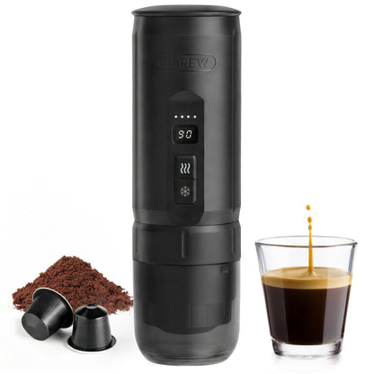 HIBREW H4C Classic - Portable Electric Espresso Machine, USB-C Rechargeable Coffee Maker with Removable Battery, Compatible with Ground Coffee & NS Capsules, Travel & Home(Black)