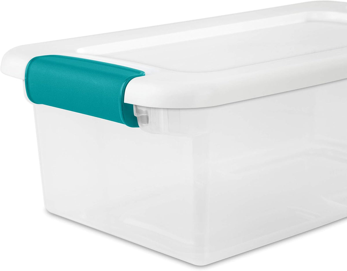Sterilite 6 Qt Latching Storage Box - Stackable Plastic Bin for Shoe Organization | Clear with White Lid, 12-Pack