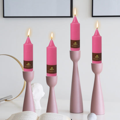 Hot Pink Short Taper Candle Candle Sticks, 5 Inch Mini Pillar Candles Small Taper Candles, 4PCS Handmade Unscenteds Candlesticks for Festive, Party, Spell, Wedding, Home Decor