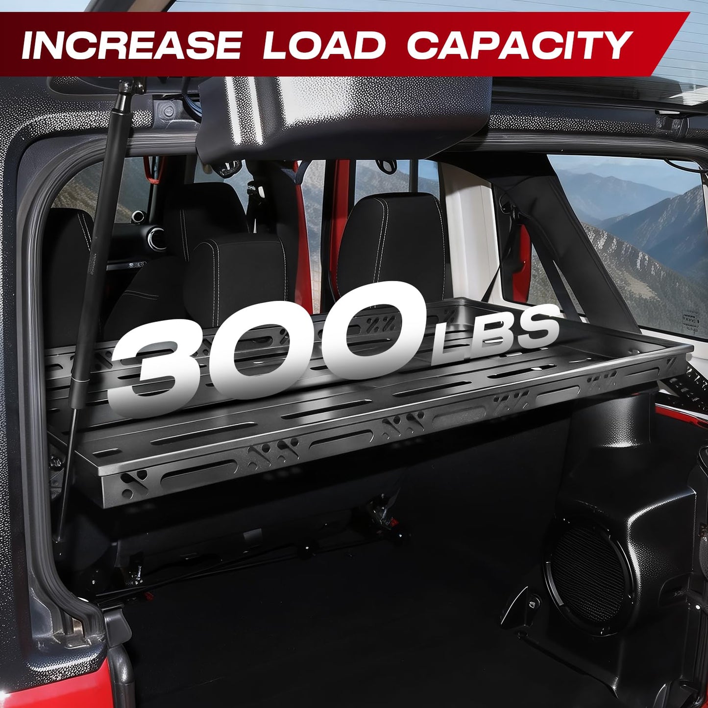 SYHVU Rear Trunk Cargo Rack Basket Tray for 2007-2026 Jeep Wrangler JK JL 4-Door Hardtops, Interior Luggage Storage Carrier Organizer for Camping & Off-Road Gear, Heavy-Duty Steel Shelf