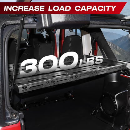 SYHVU Rear Trunk Cargo Rack Basket Tray for 2007-2026 Jeep Wrangler JK JL 4-Door Hardtops, Interior Luggage Storage Carrier Organizer for Camping & Off-Road Gear, Heavy-Duty Steel Shelf