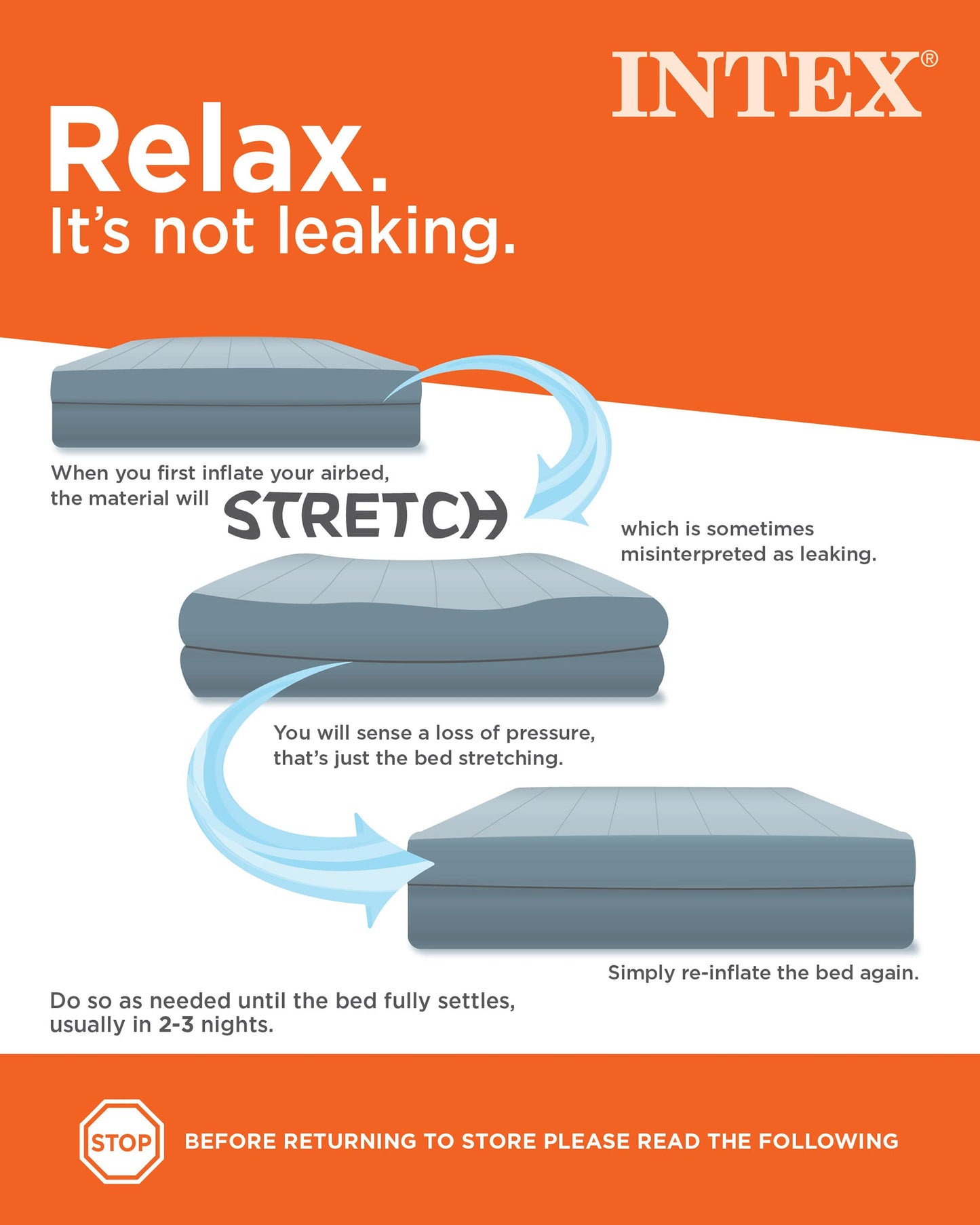 Intex 64778E Dura-Beam Standard Prestige Air Mattress: Fiber-Tech – Full Size – Hand-Held Battery Pump-– 10in Bed Height-– 600lb Weight Capacity,(Pack of 3)