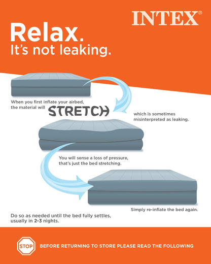 Intex 64778E Dura-Beam Standard Prestige Air Mattress: Fiber-Tech – Full Size – Hand-Held Battery Pump-– 10in Bed Height-– 600lb Weight Capacity,(Pack of 3)