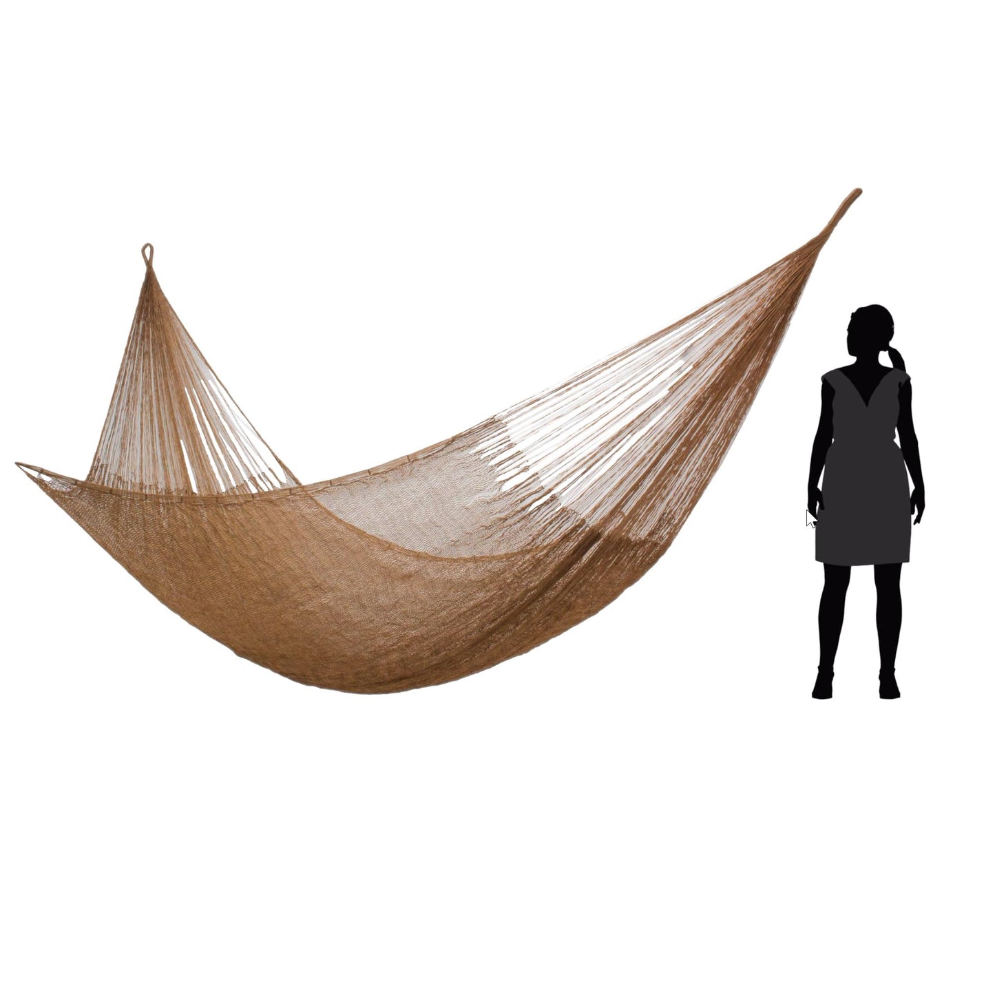 NOVICA Metallic Copper Brown Nylon Hand Woven Mayan Rope 2 Person XL Hammock, 'Glowing Bronze' (Double)