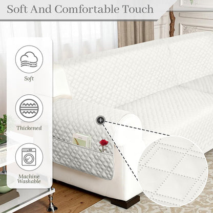 HYZOTEX Waterproof Sectional Couch Cover for Dogs, Extra Large L Shape Corner Sofa Cover, Non-Slip Washable U Shaped Sofa Slipcovers Furniture Protector (XX-Large, Ivory White)