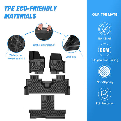 Nilight TPE Floor Mats for Ford Expedition Max Lincoln Navigator L 7 Seats 2025 2026 All Weather Custom Fit Heavy Duty Floor Liners