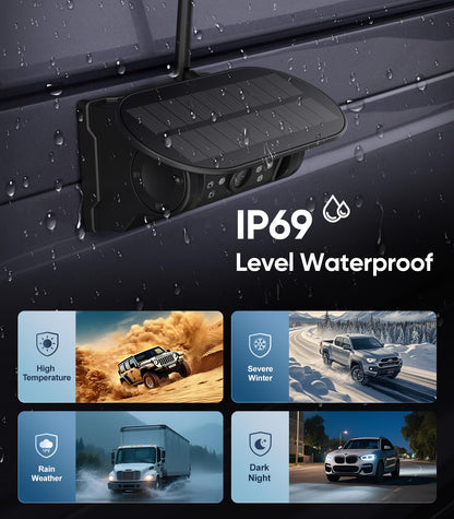 7" Portable 1080P Solar Wireless Backup Camera Car Dash Cam,1 Min No Wiring Easy Install Rechargeable Magnetic Back up Camera for Truck/Trailer/Small RV/Camper (Single Camera)