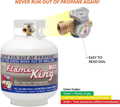 Flame King YSN230 20LB Steel Propane Tank Cylinder - Overflow Protection & Built-In Gauge for Grills & BBQs