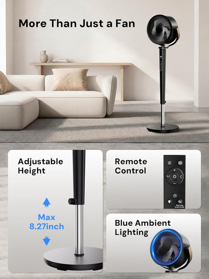 KEGIAN 38-46" Quiet Oscillating Standing Fan - 120° Rotation, 16 Speeds, Remote & Timer for Home/Office