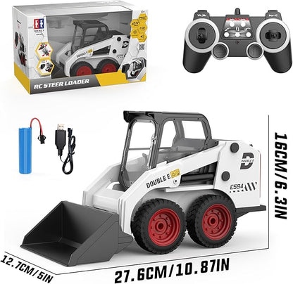 DOUBLE E RC Skid Steer Loader Toy for Kids1:14 Scale Remote Control Construction Truck with Lights Sound &amp Sounds 2.4GHz RC Truck Toy 360°RotationRC Front Loader Tractor Engineering Vehicles