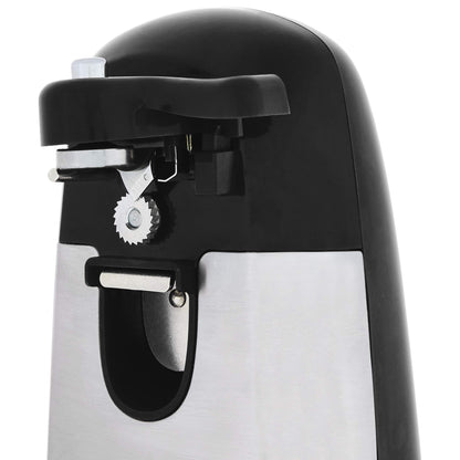 Amazon Basics 3-In-1 Electric Can Opener, Bottle Opener and Knife Sharpener, with Stainless Steel Blade, Magnetic Lid Holder, Automatic, Countertop, 50W, Black