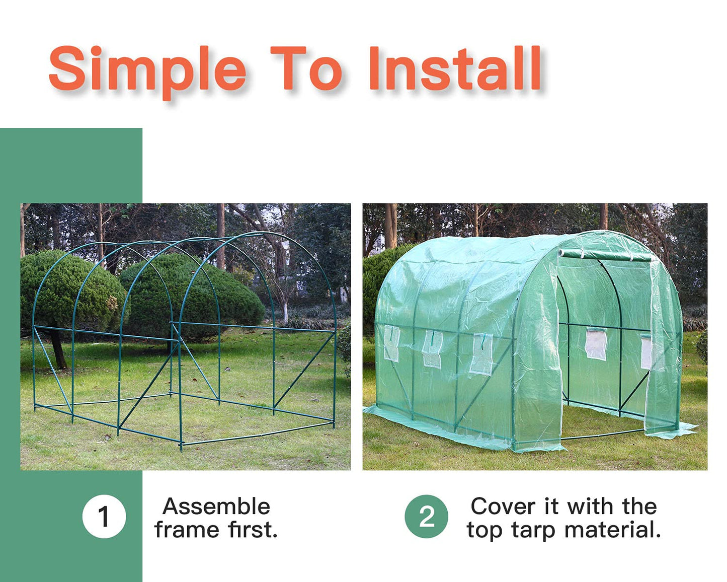 Greenhouse 10'xW7'xH7' Walk-in Greenhouses for Outdoors Mini Greenhouse Greenhouse Plastic with Rolling-up Door and 2 Vents,Green